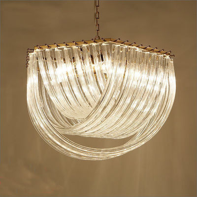 La lumière pendante en cristal de lustres de tube en verre allume la couleur moderne d'or de décoration