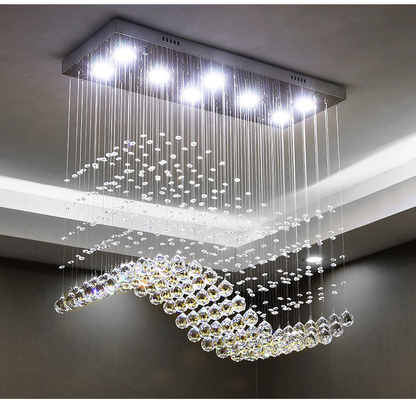La salle à manger Crystal Pendant Light Polished Nano de goutte de pluie a plaqué