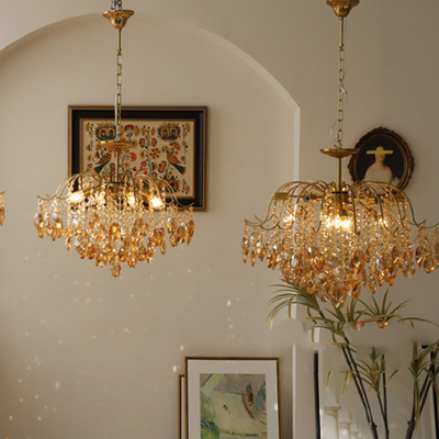 Chambre à coucher romantique de Crystal Chandelier Pendant Light Luxury de décor à la maison dinant le salon